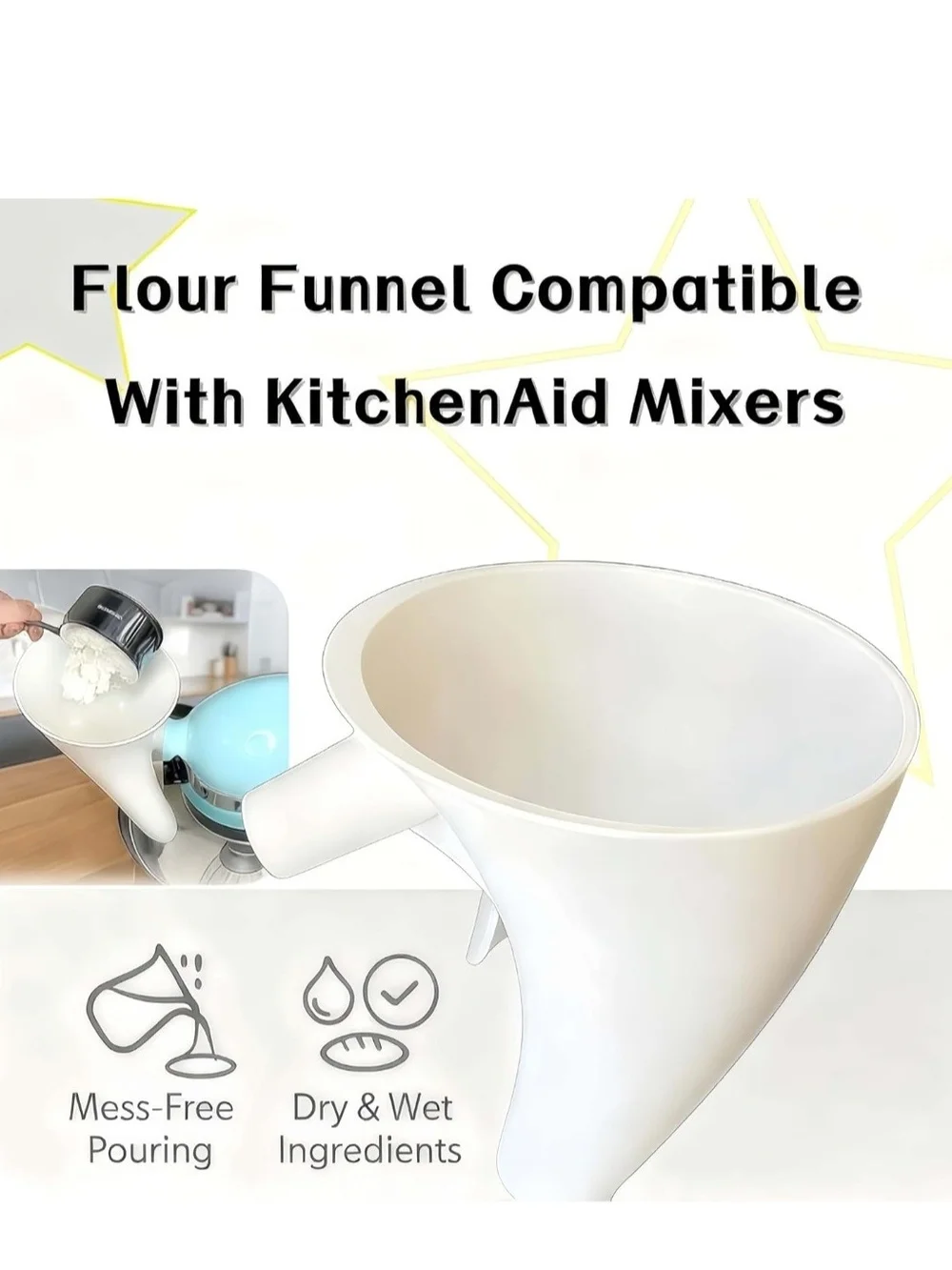 KitchenAid White Pouring Funnel for Stand Mixers